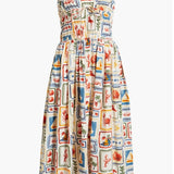 Moon River Postcard Print Cotton Midi Dress