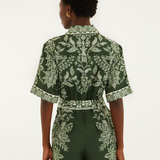 Farm Rio Dark Green Miranda Belted Romper