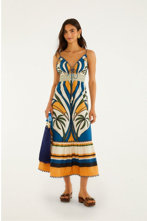 Farm Rio Multicolor Tropical Graphic Wavy Detail Maxi Dress RJ Pope Farm Rio Multicolor Tropical Graphic Wavy Detail Maxi Dress RJ Pope