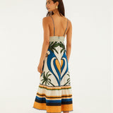 Farm Rio Multicolor Tropical Graphic Wavy Detail Maxi Dress