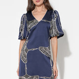 Adelyn Rae Sylvie V-Neck Bubble Sleeve Mini Dress