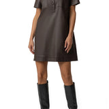 Kut Tatiana Faux Leather Mini Shirtdress