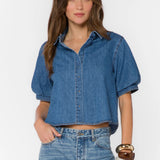 Velvet Heats Valerie Denim Top