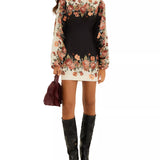 Farm Rio Winter Floral Long Sleeve Mini Dress