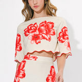 Adelyn Rae Rylee Scallop Printed Sleeve Top