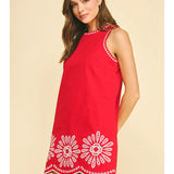 Pinch Floral Embroidered Mini Dress
