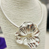 Pendant - Vintage Flower Choker (Matte Silver)