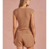 Strut and Bolt Bold Trim Wrap Sleeveless Textured Knit Top
