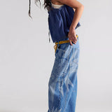 We The Free Good Luck Printed Barrel Jeans