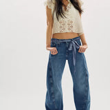 We The Free Fable Low-Rise Twisted Bowed Jeans