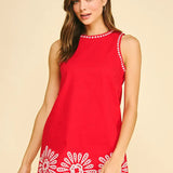 Pinch Floral Embroidered Mini Dress