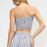 Adelyn Rae Emma Striped 3D Floral Detail Crop Top